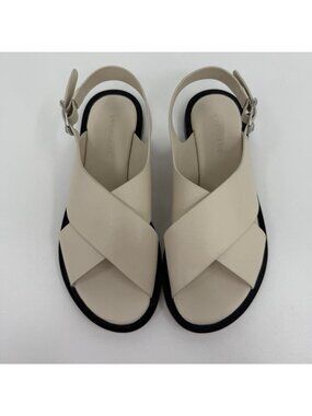 Everlane The City Crossover Sandals size 5 in Cream Leather Ankle Strap Buckle